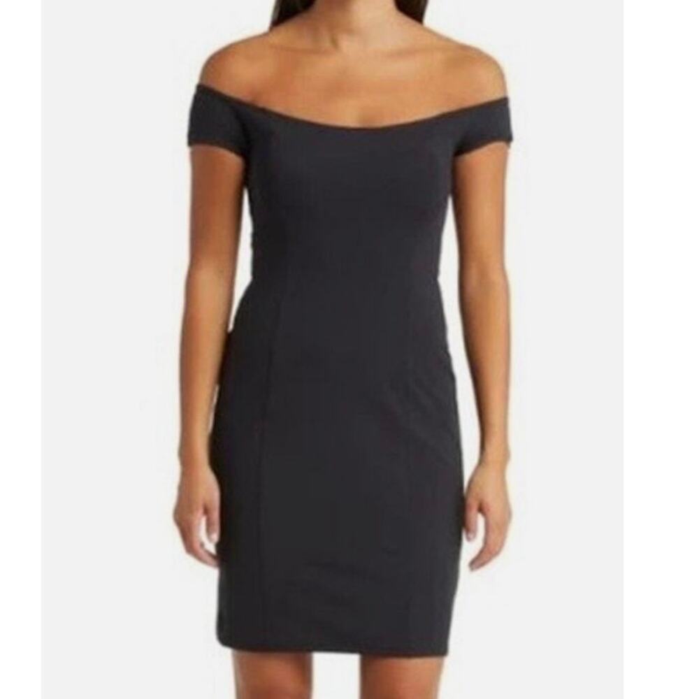 Open Edit Women's Black Bodycon Off The Shoulder Mini Dress XS NWT